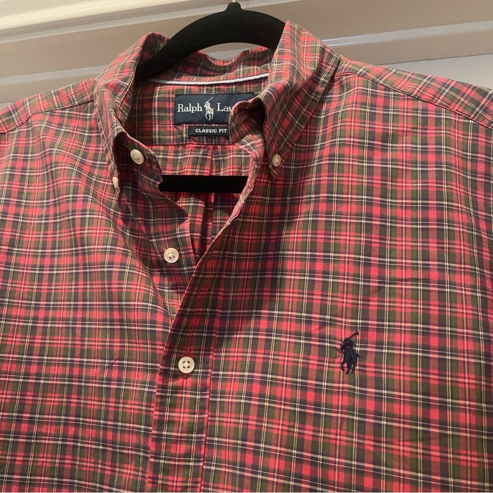 Ralph Lauren Mens button down casual Shirts Size Medium Color Plaid Red